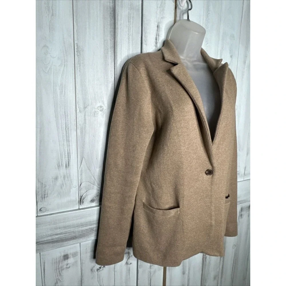 J Crew Schoolboy Sweater Blazer Brown Jacket Knit Cardigan Granny Core Cotton M